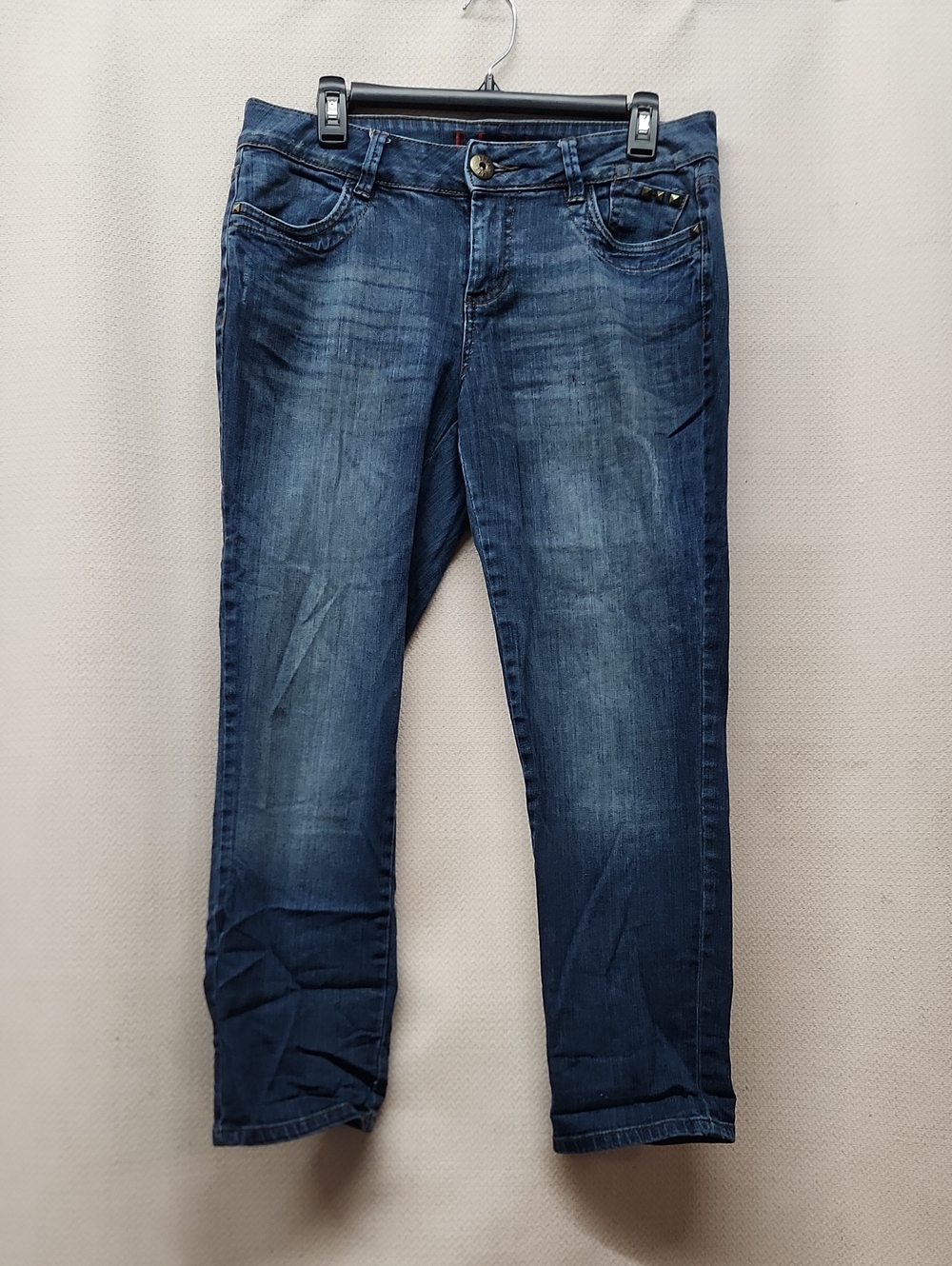 Elle Dark Blue Cropped Stretch Jeans